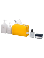 Trousse de toilette colorée imperméable jaune présentation Trousse de toilette colorée imperméable jaune présentation