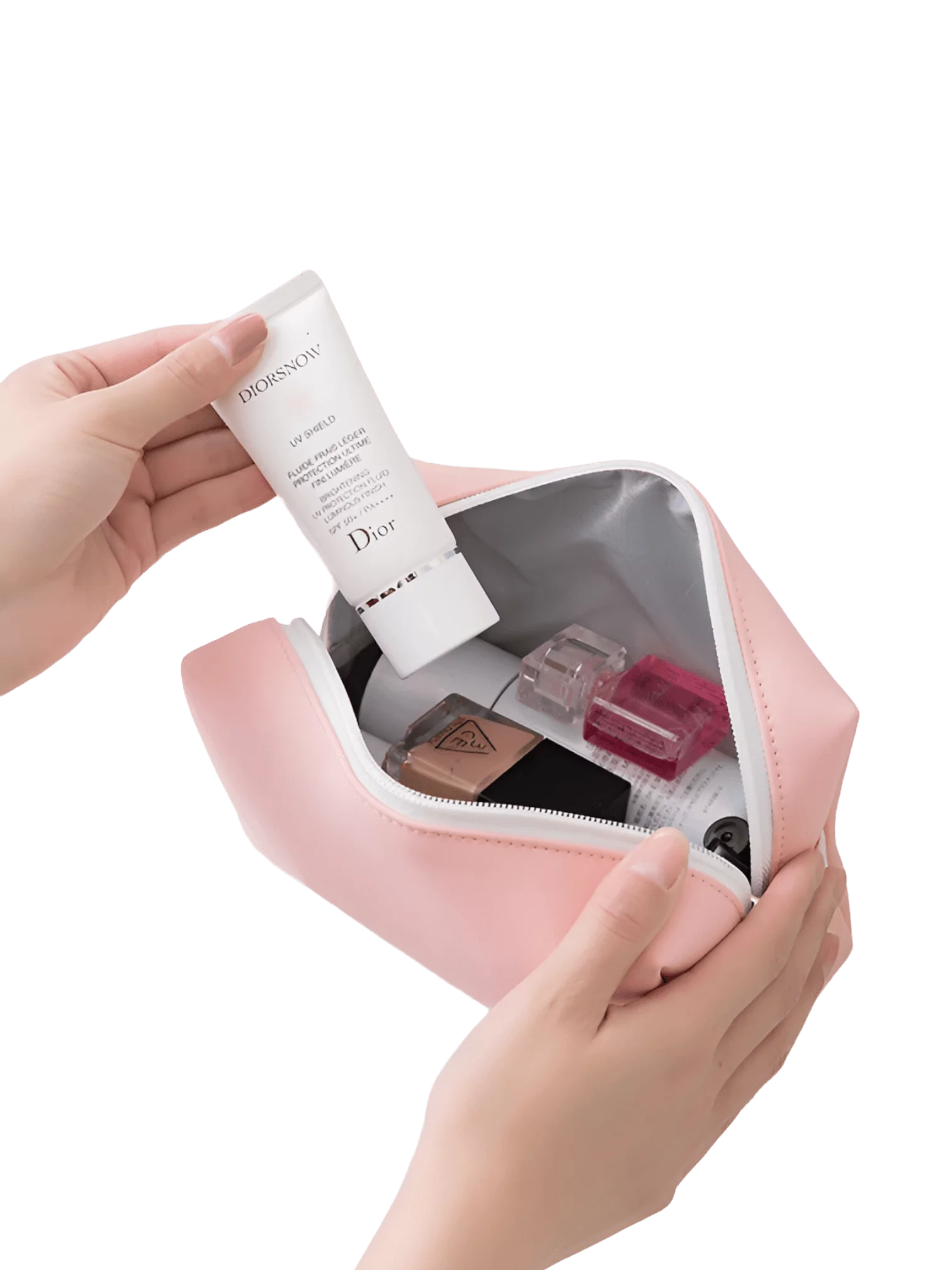 Trousse de toilette colorée imperméable rose photo de présentation