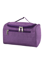 Saco de viagem roxo para artigos de higiene pessoal com clip Saco de viagem roxo para artigos de higiene pessoal com clip