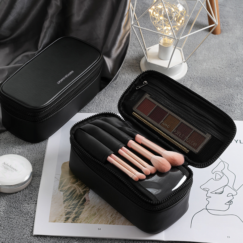 Trousse de maquillage petit format cuir noir - Hecten