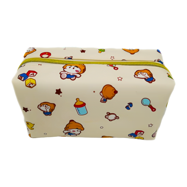 Trousse toilette enfant alphabet petit personnage beige