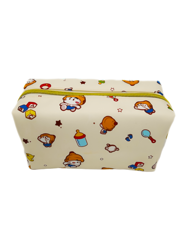 Trousse toilette enfant alphabet petit personnage beige