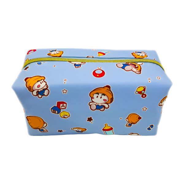 Trousse toilette enfant alphabet petit personnage bleue
