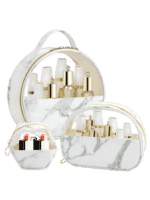 Trousses de maquillage chic 3 modèles motif marbre blanc