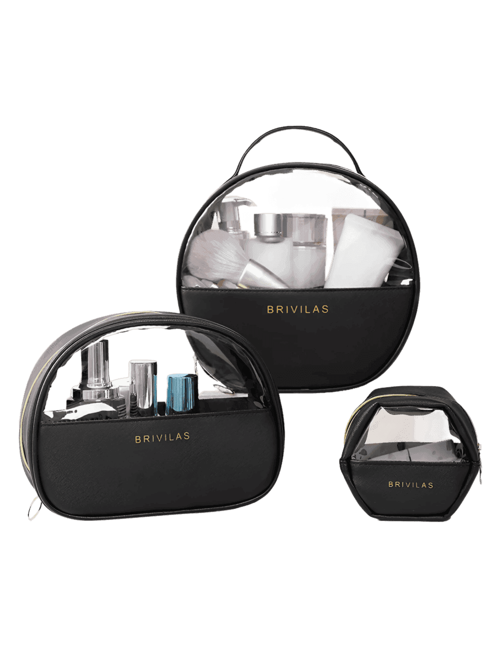 Borse per il trucco chic, 3 modelli neri Borse per il trucco chic, 3 modelli neri