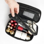 Trousse maquillage petit format cuir noir description