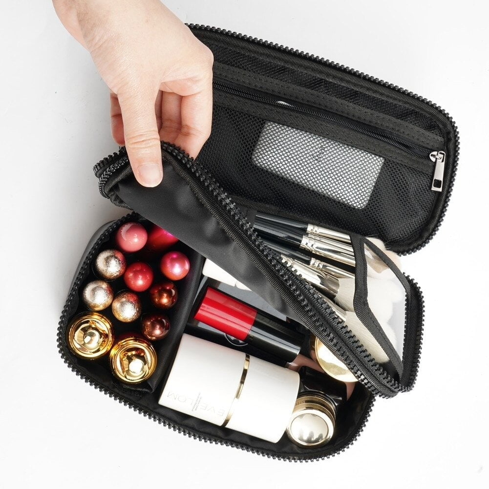 Trousse de maquillage petit format cuir noir - Hecten