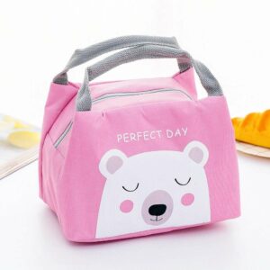 Trousse de toilette pour bebe isolante et isotherme pour les soins dessin représentant une tête d'ours blanc