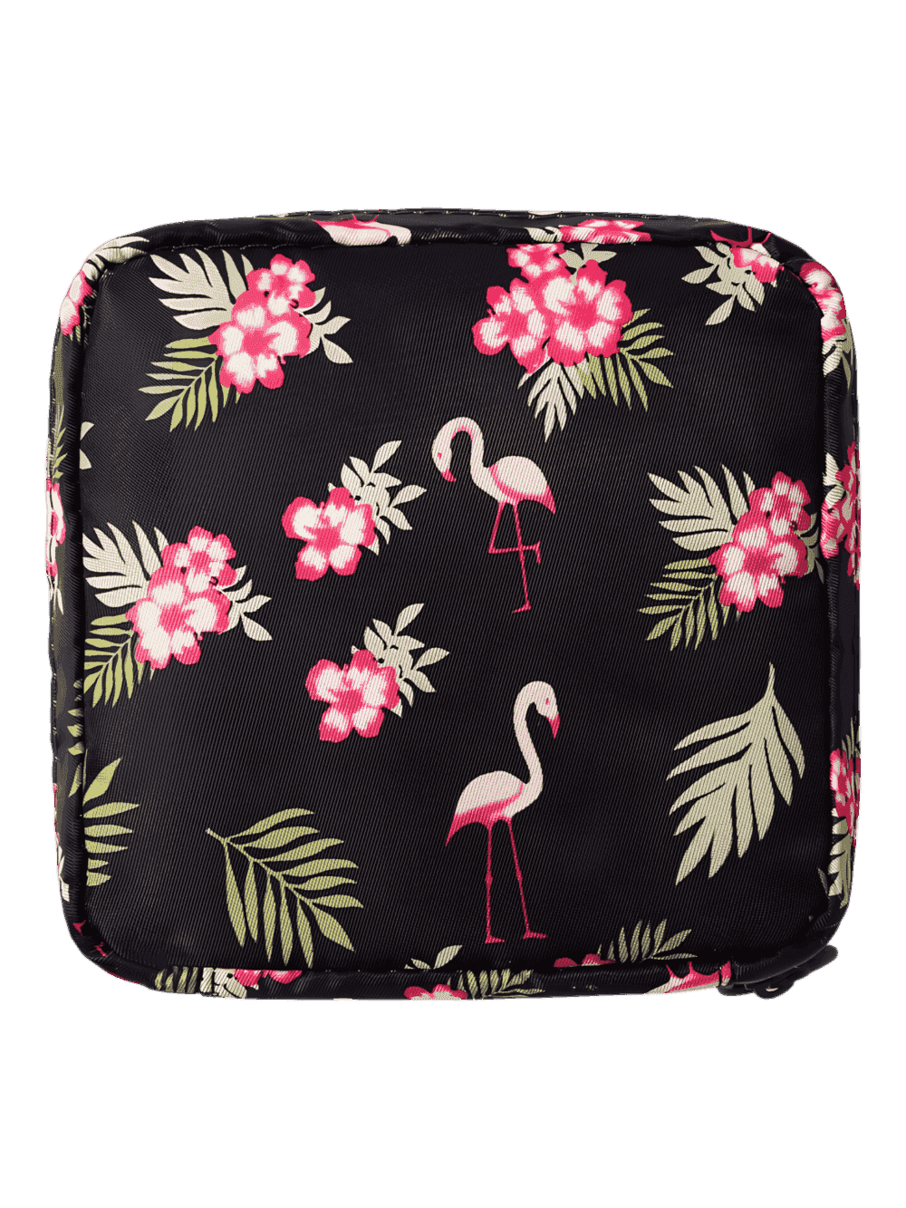 Small square toiletry bag with various designs, model pink flamingo Small square toiletry bag with various designs, model pink flamingo