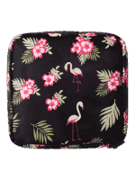 Small square toiletry bag with various designs, model pink flamingo Small square toiletry bag with various designs, model pink flamingo