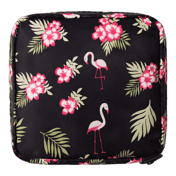 Mini trousse de toilette carrée avec plusieurs motifs modèle flamant rose