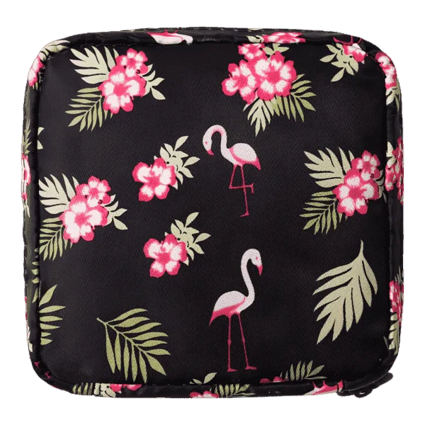 Mini trousse de toilette carrée avec plusieurs motifs modèle flamant rose