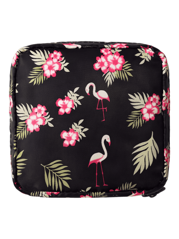Mini trousse de toilette carrée avec plusieurs motifs modèle flamant rose