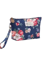 Small spring floral make-up bag with navy blue floral motif Small spring floral make-up bag with navy blue floral motif