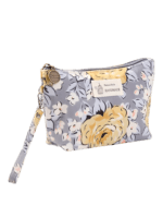 Petite trousse de maquillage florale printanière motif florale grise