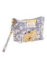 Small spring floral make-up bag with grey floral motif Small spring floral make-up bag with grey floral motif