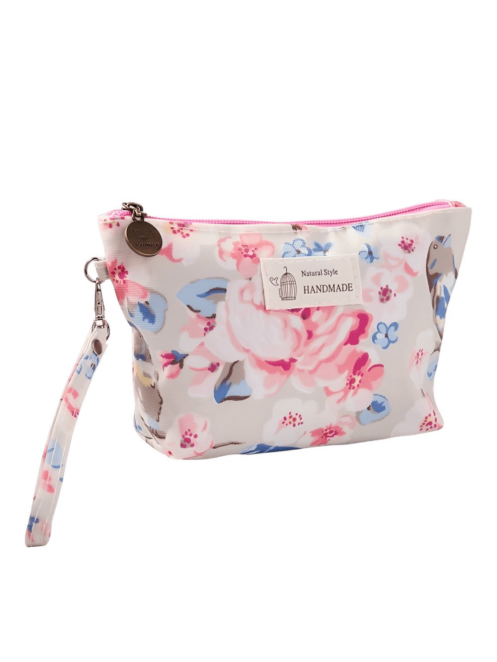 Petite trousse de maquillage florale printanière motif florale rose