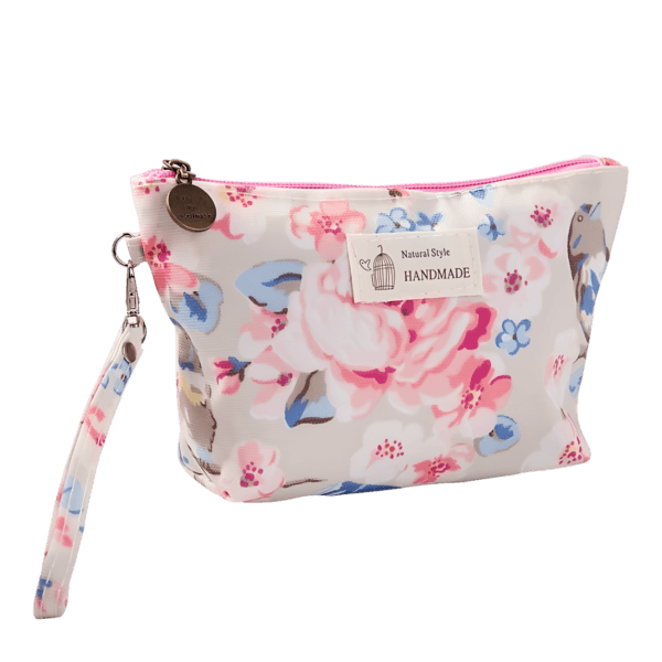 Petite trousse de maquillage florale printanière motif florale rose