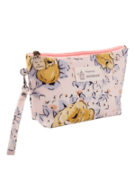 Petite trousse de maquillage florale printanière motif florale roses jaunes
