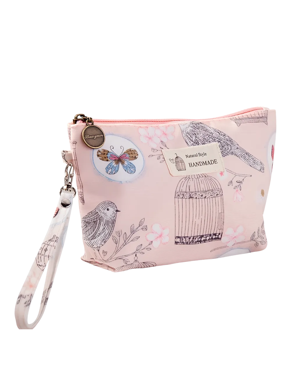 Petite trousse de maquillage florale printanière motif jardin printanier rose Petite trousse de maquillage florale printanière motif jardin printanier rose