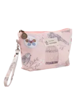 Small spring floral make-up bag with pink spring garden motif Small spring floral make-up bag with pink spring garden motif