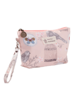 Small spring floral make-up bag with pink spring garden motif Small spring floral make-up bag with pink spring garden motif