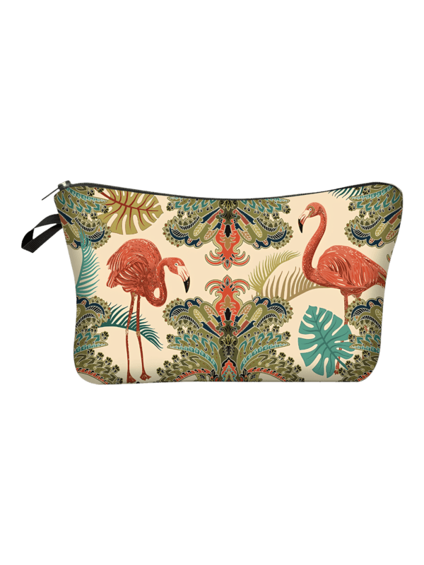 Bucolisch make-up tasje met eenvoudige roze flamingo's