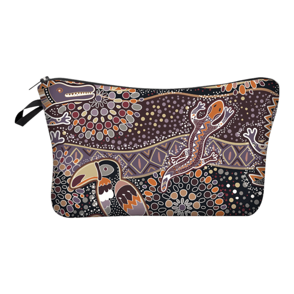 Trousse de maquillage ethnique tribale simple motif toucan salamandre