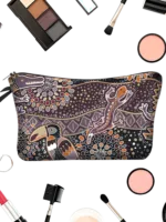 Trousse de maquillage ethnique tribale simple motif toucan salamandre présentation