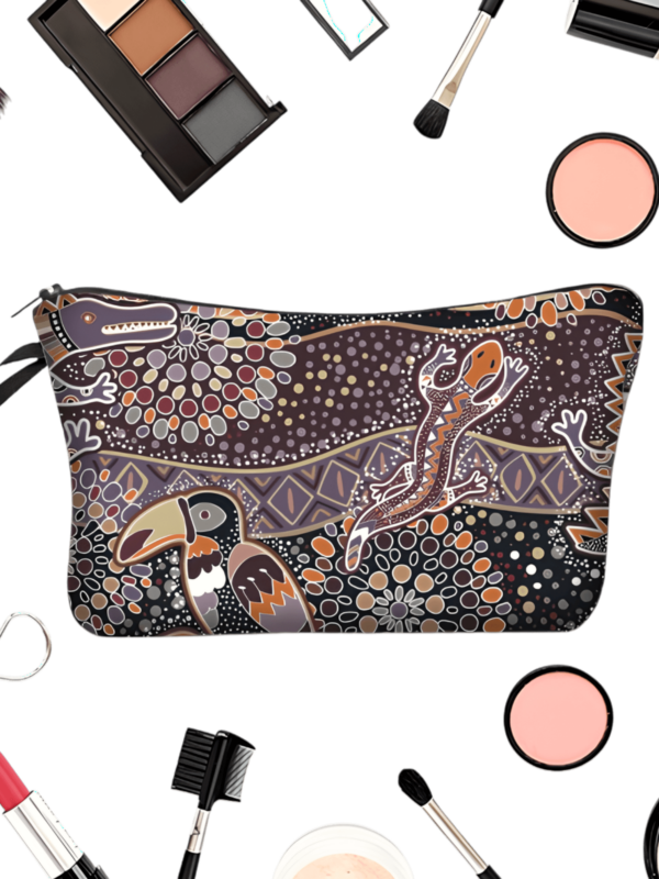 Simple ethnic tribal make-up bag with toucan salamander pattern