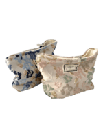 Trousse de maquillage tissu brocart florale bleue rose 1 Trousse de maquillage tissu brocart florale bleue rose 1