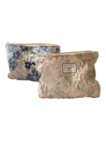 Trousse de maquillage tissu brocart florale bleue rose 2 Trousse de maquillage tissu brocart florale bleue rose 2