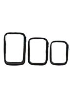 Neceser de maquillaje impermeable transparente negro compartimento único 3 modelos diferentes pequeño mediano grande Neceser de maquillaje impermeable transparente negro compartimento único 3 modelos diferentes pequeño mediano grande