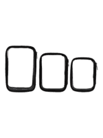 Saco de maquilhagem transparente à prova de água preto compartimento único 3 modelos diferentes pequeno médio grande Saco de maquilhagem transparente à prova de água preto compartimento único 3 modelos diferentes pequeno médio grande