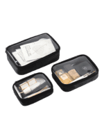 Transparente, wasserfeste, schwarze Kosmetiktasche mit einfachem Fach 3 verschiedene Größen Transparente, wasserfeste, schwarze Kosmetiktasche mit einfachem Fach 3 verschiedene Größen