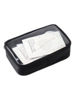 Trousse da trucco trasparente, impermeabile, nera, a scomparto singolo, modello grande