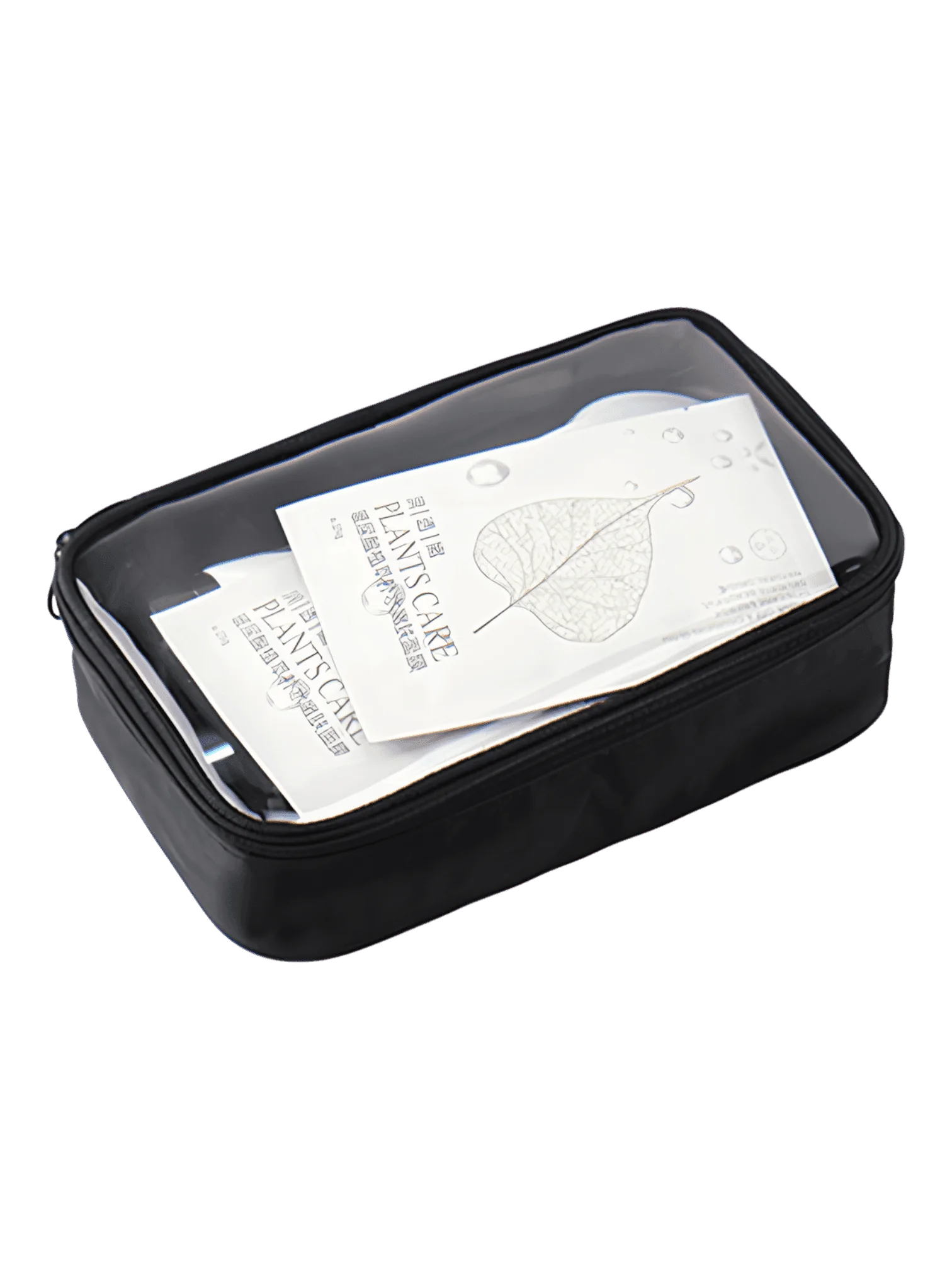 Neceser de maquillaje impermeable transparente, negro, compartimento único, modelo grande