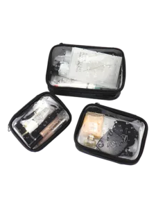Neceser de maquillaje impermeable negro de un compartimento