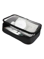 Trousse de maquillage transparente imperméable noire simple compartiment modèle large Trousse de maquillage transparente imperméable noire simple compartiment modèle large