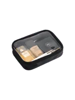 Neceser de maquillaje impermeable negro modelo mediano de un solo compartimento