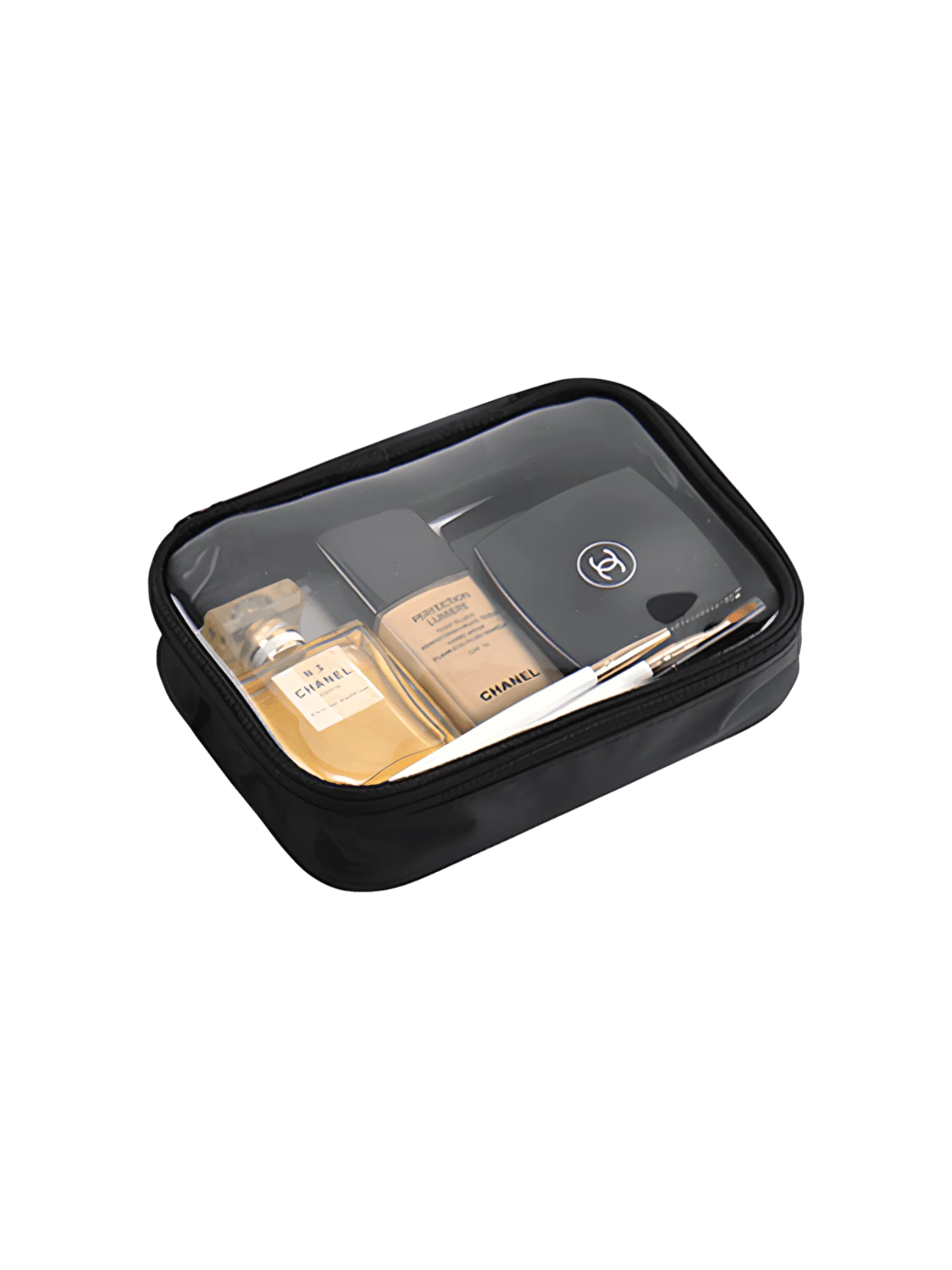Neceser de maquillaje impermeable negro modelo mediano de un solo compartimento