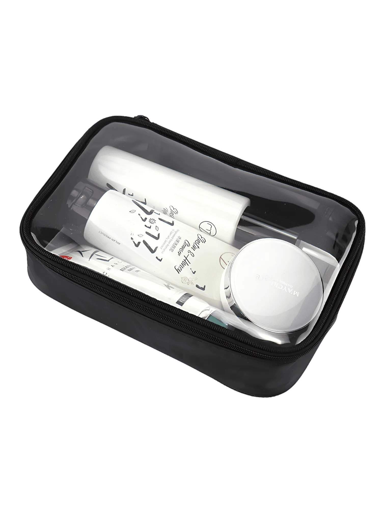 Neceser de maquillaje negro impermeable para mujer con un solo compartimento de almacenamiento