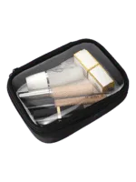 Trousse de maquillage transparente imperméable noire simple compartiment spacieuse Trousse de maquillage transparente imperméable noire simple compartiment spacieuse