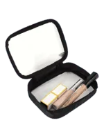 Trousse de maquillage transparente imperméable noire simple compartiment vue intérieure Trousse de maquillage transparente imperméable noire simple compartiment vue intérieure