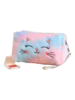 Kosmetiktasche Katze bunt märchenhaft Modell 1 hellblau rosa 1 Kosmetiktasche Katze bunt märchenhaft Modell 1 hellblau rosa 1