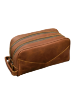 Kosmetiktasche aus Leder mit zwei Fächern 1 Kosmetiktasche aus Leder mit zwei Fächern 1