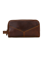 Double compartment leather toiletry bag 16 Double compartment leather toiletry bag 16