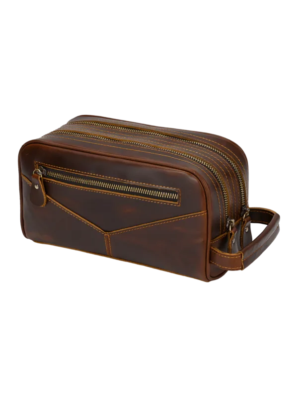 Kosmetiktasche aus Leder mit zwei Fächern 23