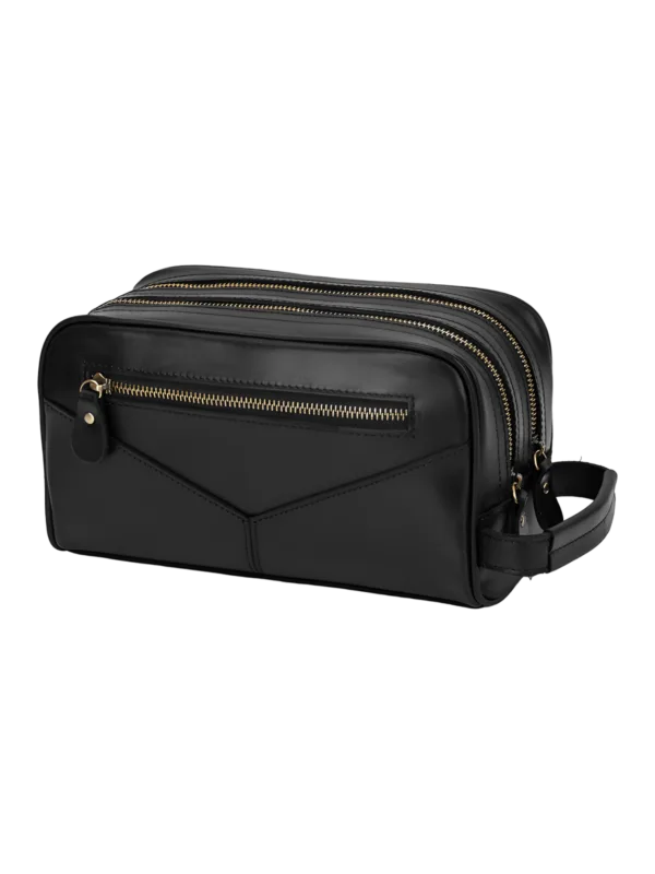 Borsa da toilette in pelle a doppio scomparto 26