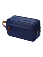 Trousse de toilette homme en toile imperméable couleur unie bleu